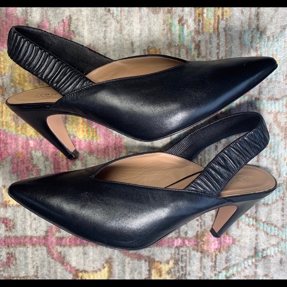 LEWIT Shoes - LEWIT LEATHER KNIFE POINTED SLINGBACK PUMP HEELS